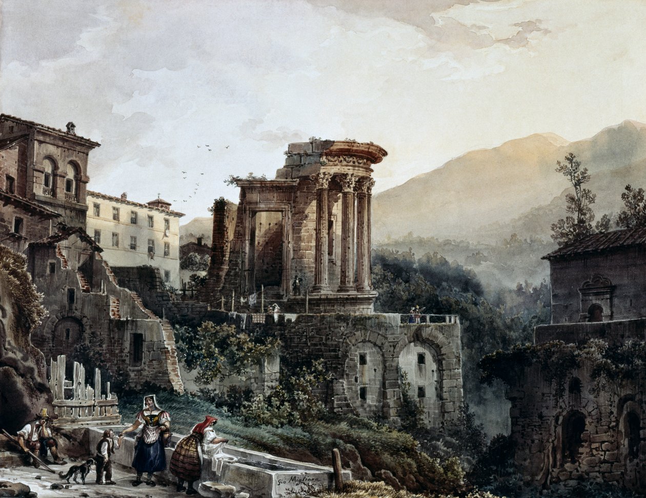 Vesta-templet i Tivoli, af Giovanni Migliara (1785-1837), Italien af Giovanni Migliara