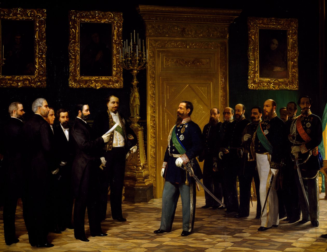 Anneksering af Italien præsenteret for Victor Emmanuel II af toscanske delegerede, af Giovanni Mochi (1829-1892), foreningstiden, Italien af Giovanni Mochi