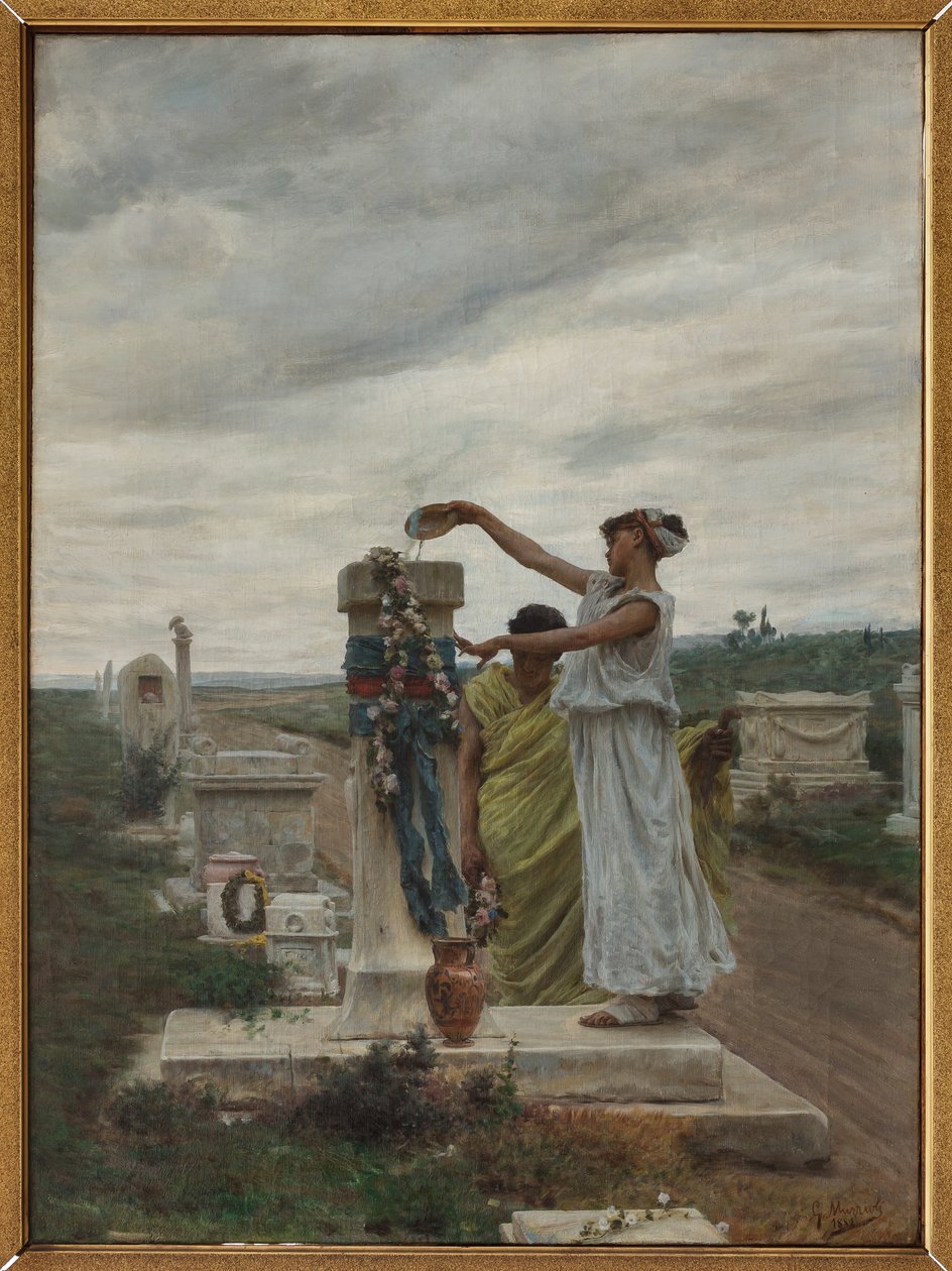 Ære til heltene (en ritual i det antikke Grækenland) (olie på lærred) af Giovanni Muzzioli