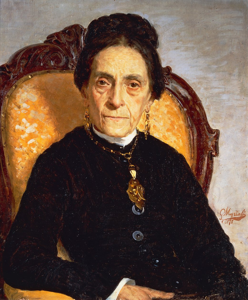 Portræt af ældre kvinde af Giovanni Muzzioli (1854-1894), olie på lærred, 60x52 cm af Giovanni Muzzioli