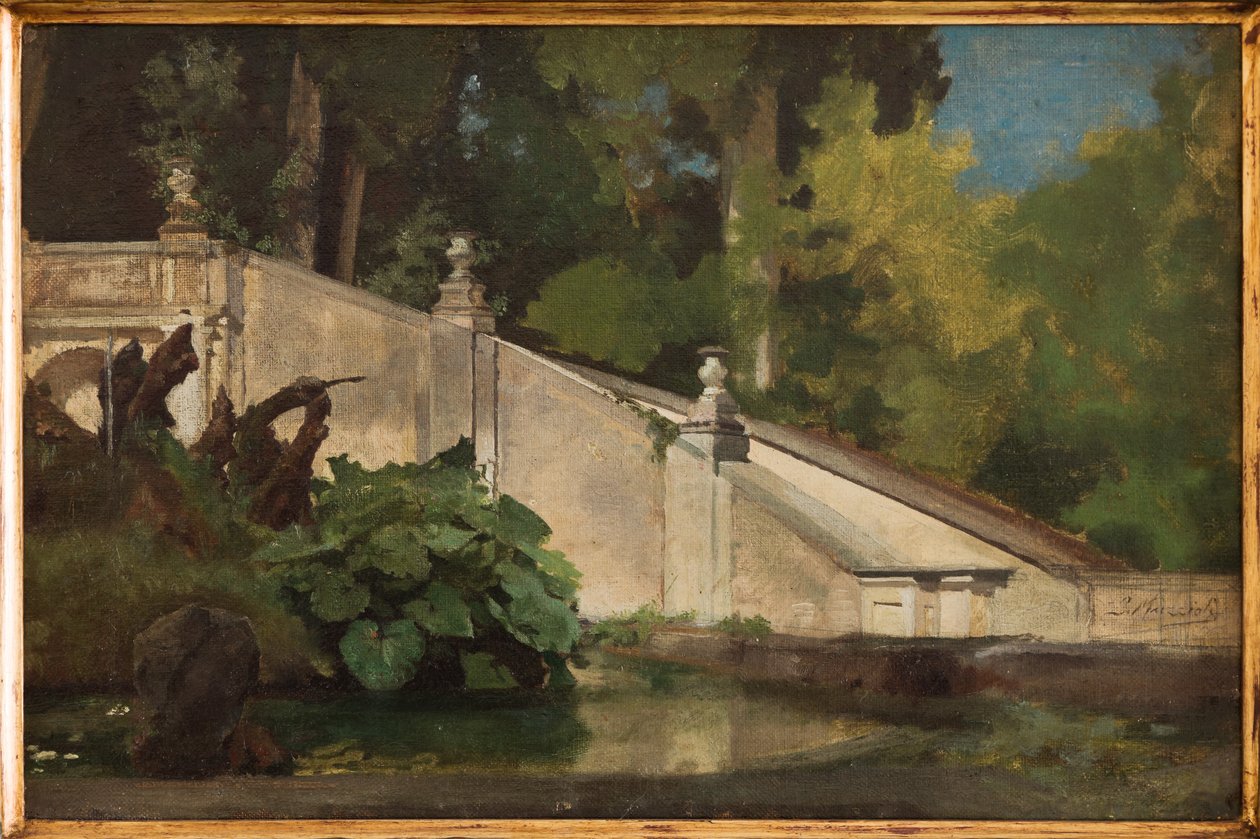 Trappe med dam (olie på lærred) af Giovanni Muzzioli