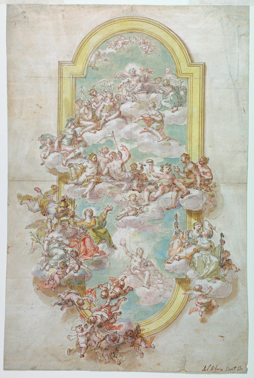 Tegning, loft med Jupiter, juni, 1718-30 af Giovanni Odazzi