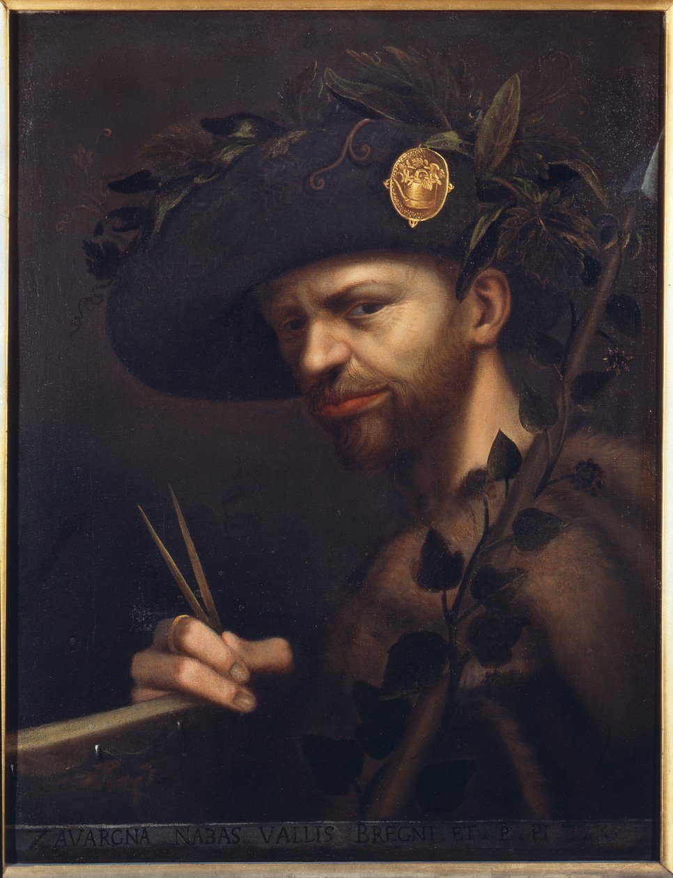 Selvportræt som abbed i Accademia della Valle di Blenio af Giovanni Paolo Lomazzo