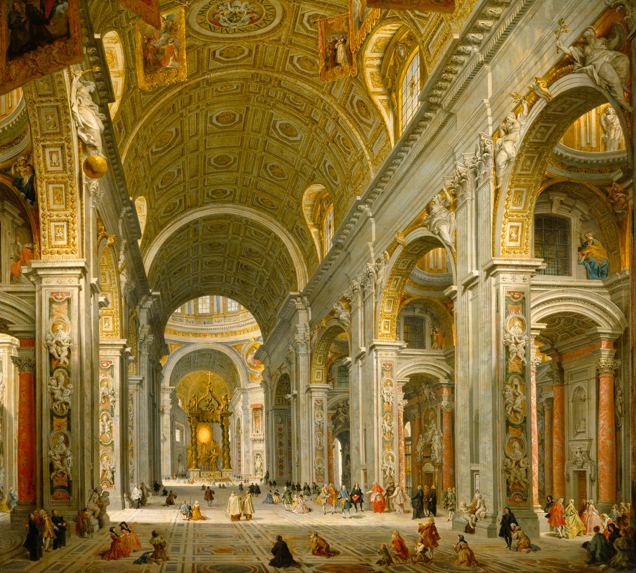 Interiør af Peterskirken, Rom af Giovanni Paolo Panini