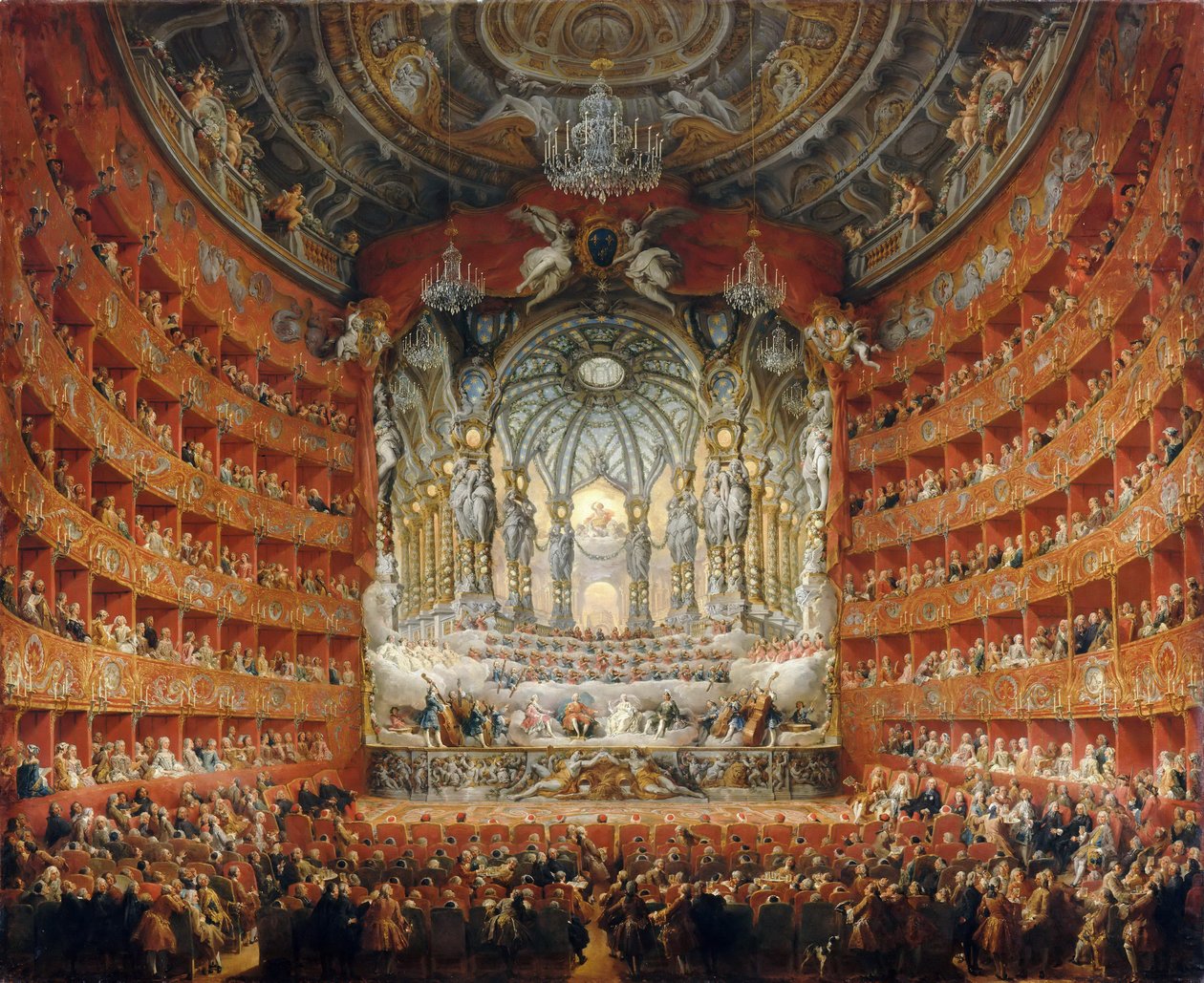 Musikalsk fest holdt af kardinal de La Rochefoucauld i Teatro Argentina i Rom i 1747 af Giovanni Paolo Pannini