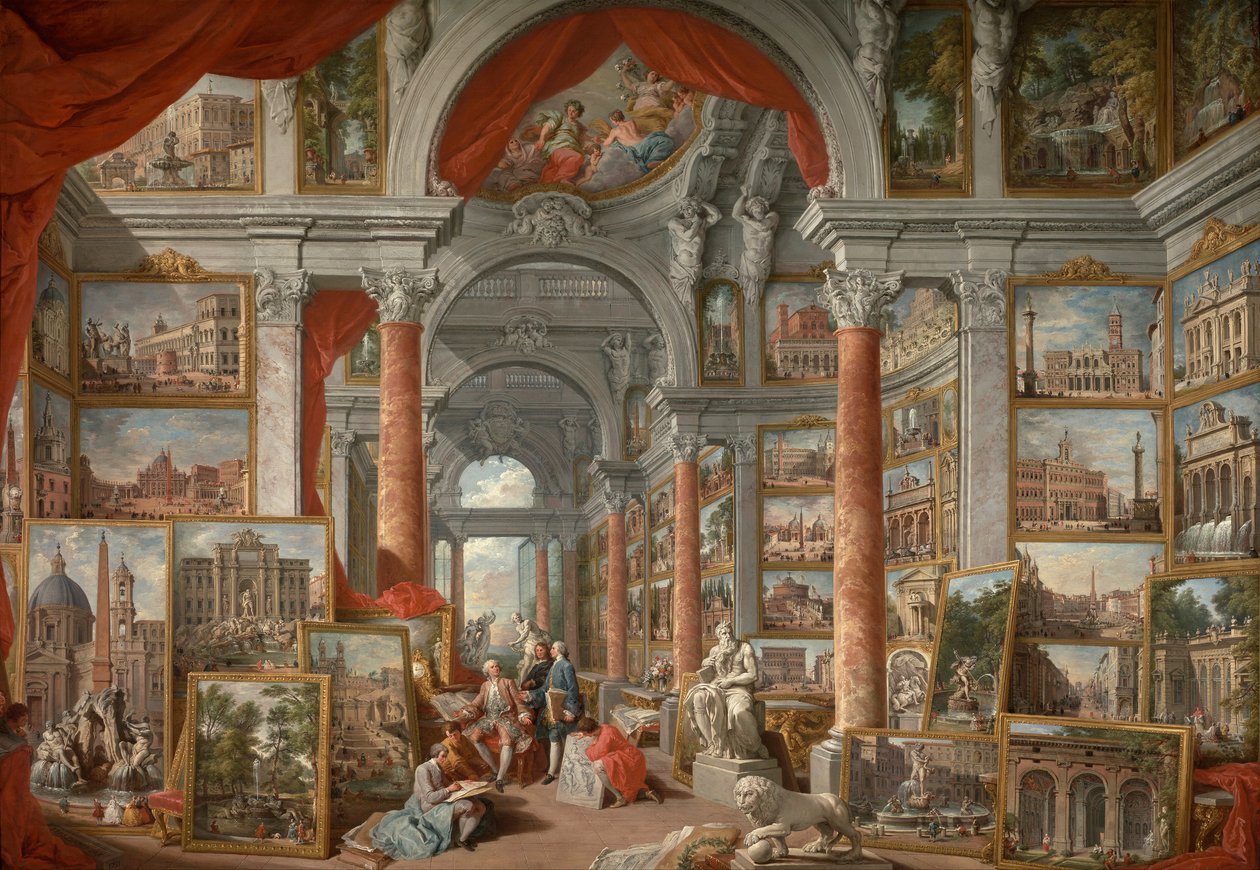 Billedgalleri med udsigt over det moderne Rom af Giovanni Paolo Panini
