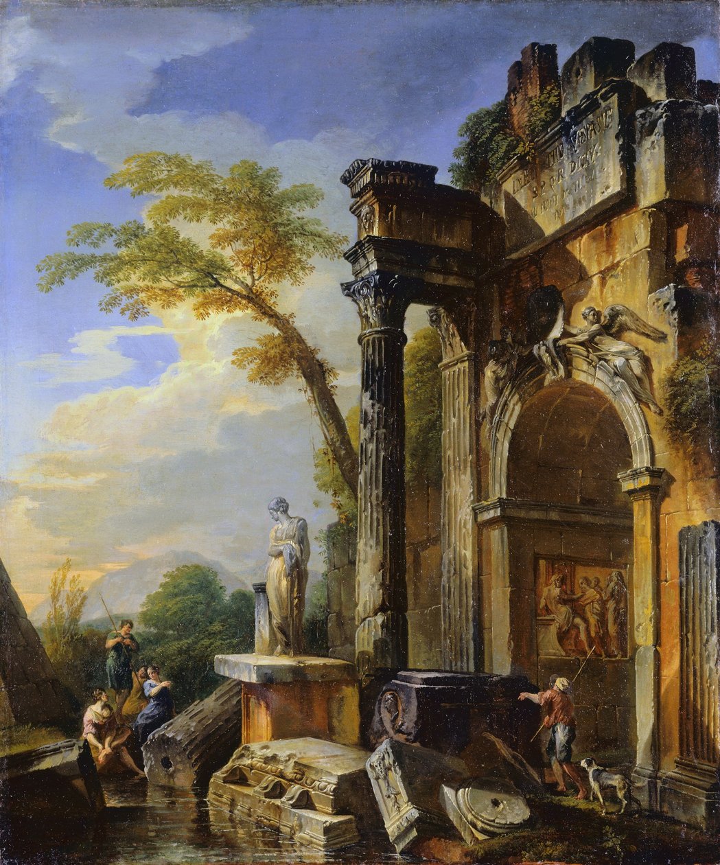 Ruiner af en triumfbue i den romerske Campagna af Giovanni Paolo Panini
