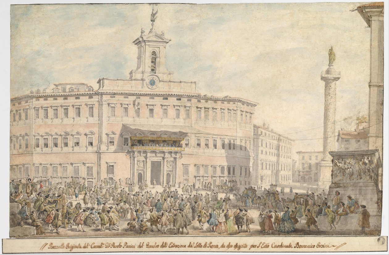 Lotteriet på Piazza di Montecitorio, 1743-1744. af Giovanni Paolo Panini