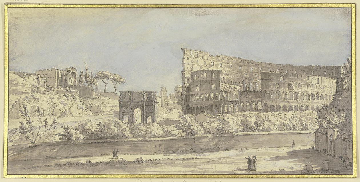 Colosseum og Konstantinsbuen i Rom af Giovanni Paolo Pannini