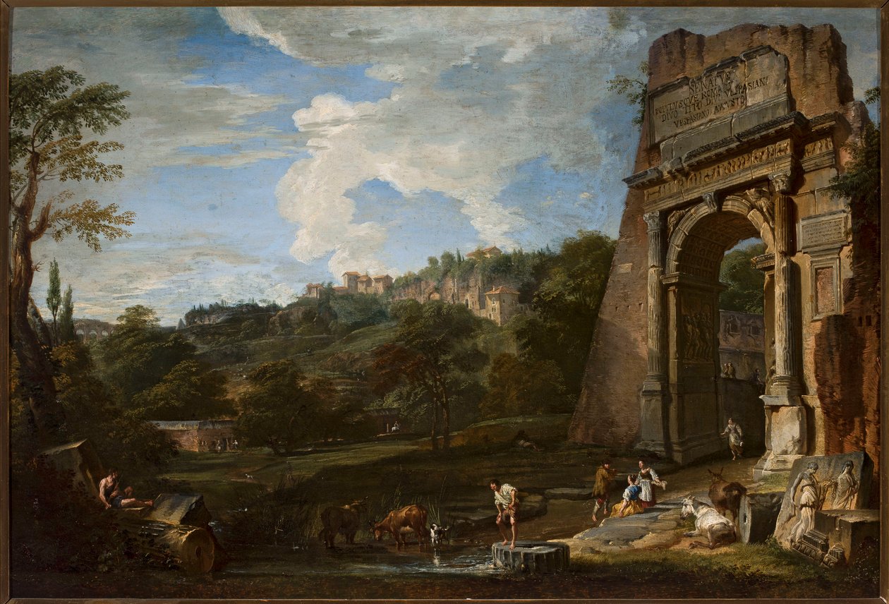Landskab med Titusbuen af Giovanni Paolo Pannini