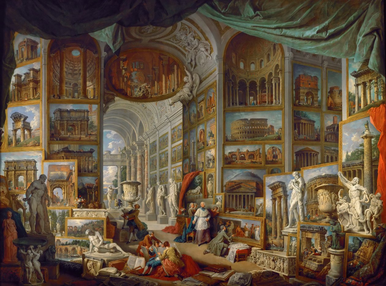 Billedgalleri med udsigt over det antikke Rom Roma Antica af Giovanni Paolo Pannini