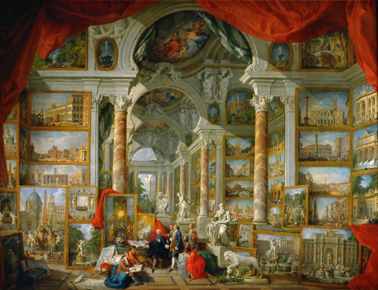 Billedgalleri med udsigt over det moderne Rom Moderne Rom af Giovanni Paolo Pannini