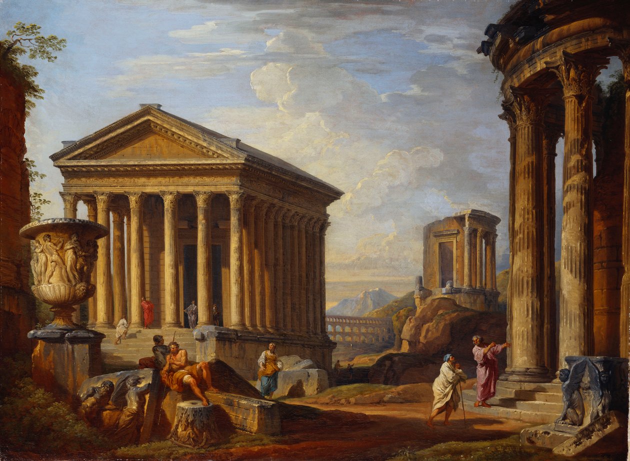 En Capriccio af klassiske ruiner, 1793 af Giovanni Paolo Pannini