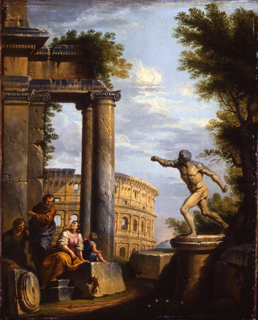 Capricci af klassiske ruiner med filosoffer i diskussion af Giovanni Paolo Pannini