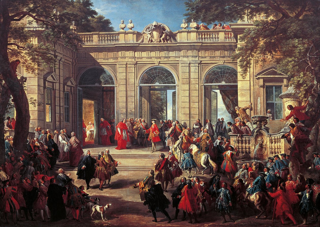 Charles III af Bourbon på besøg hos pave Benedikt XIV i Quirinalens kaffehus af Giovanni Paolo Pannini