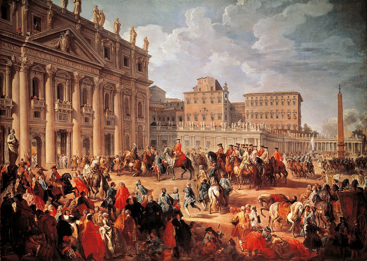 Charles III besøger Peterskirken i Rom af Giovanni Paolo Pannini