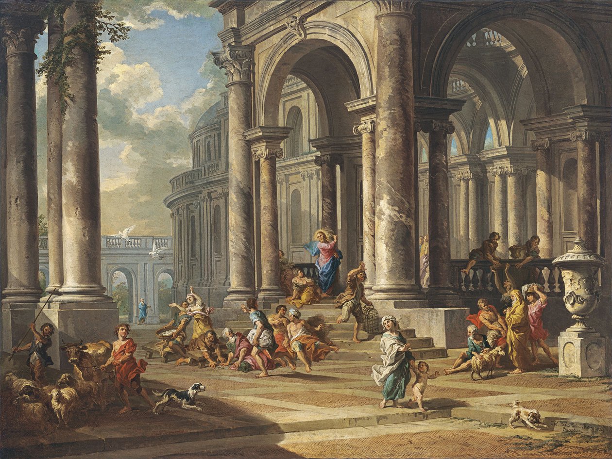 Kristus, der driver pengevekslerne fra templet af Giovanni Paolo Pannini