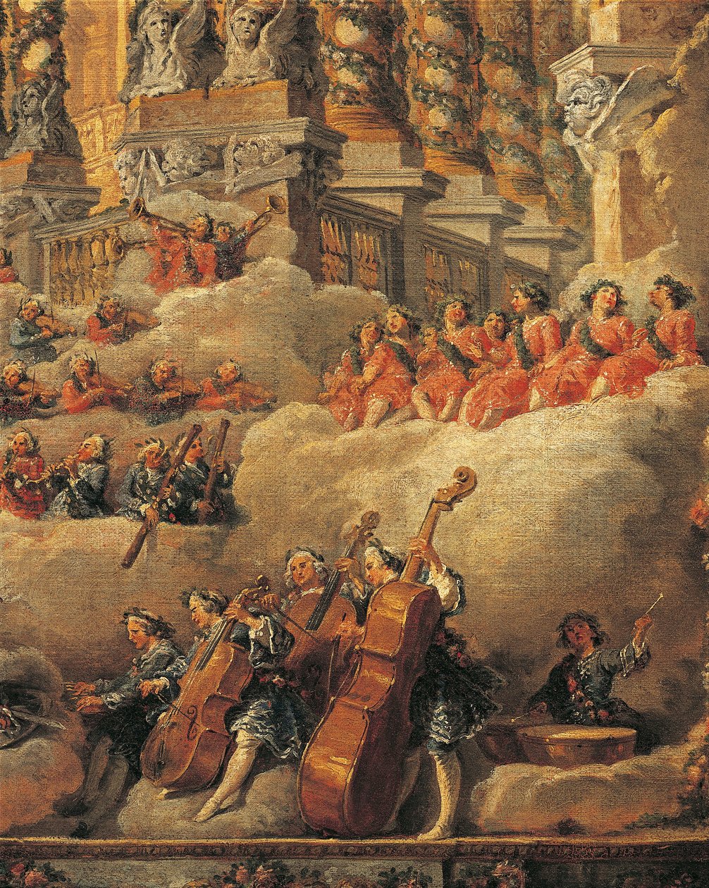 Frankrig, Paris, koncert i Rom i anledning af fødslen af søn af Louis XV, nærbillede af Giovanni Paolo Pannini