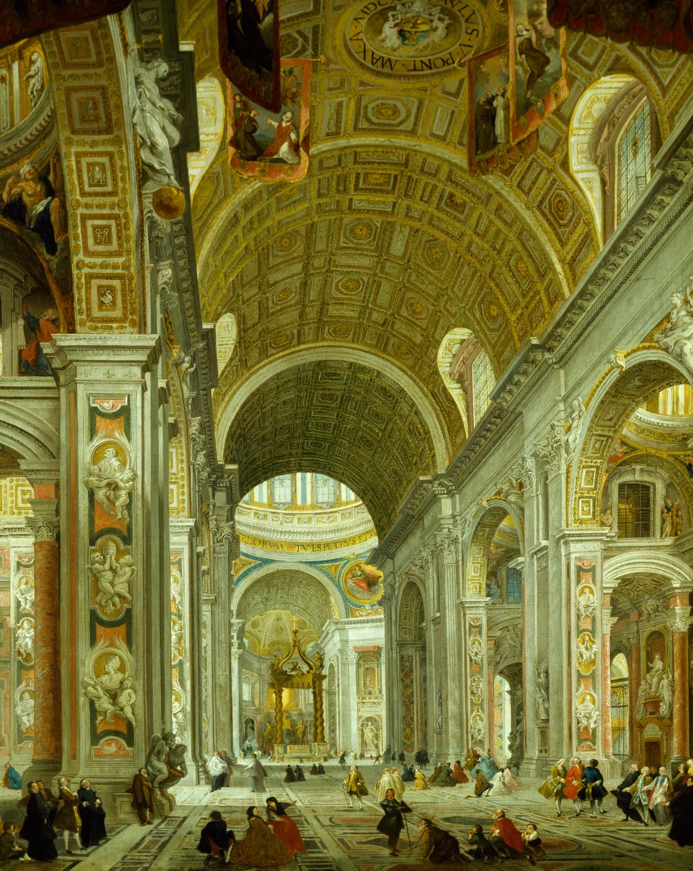 Interiør af Peterskirken af Giovanni Paolo Pannini