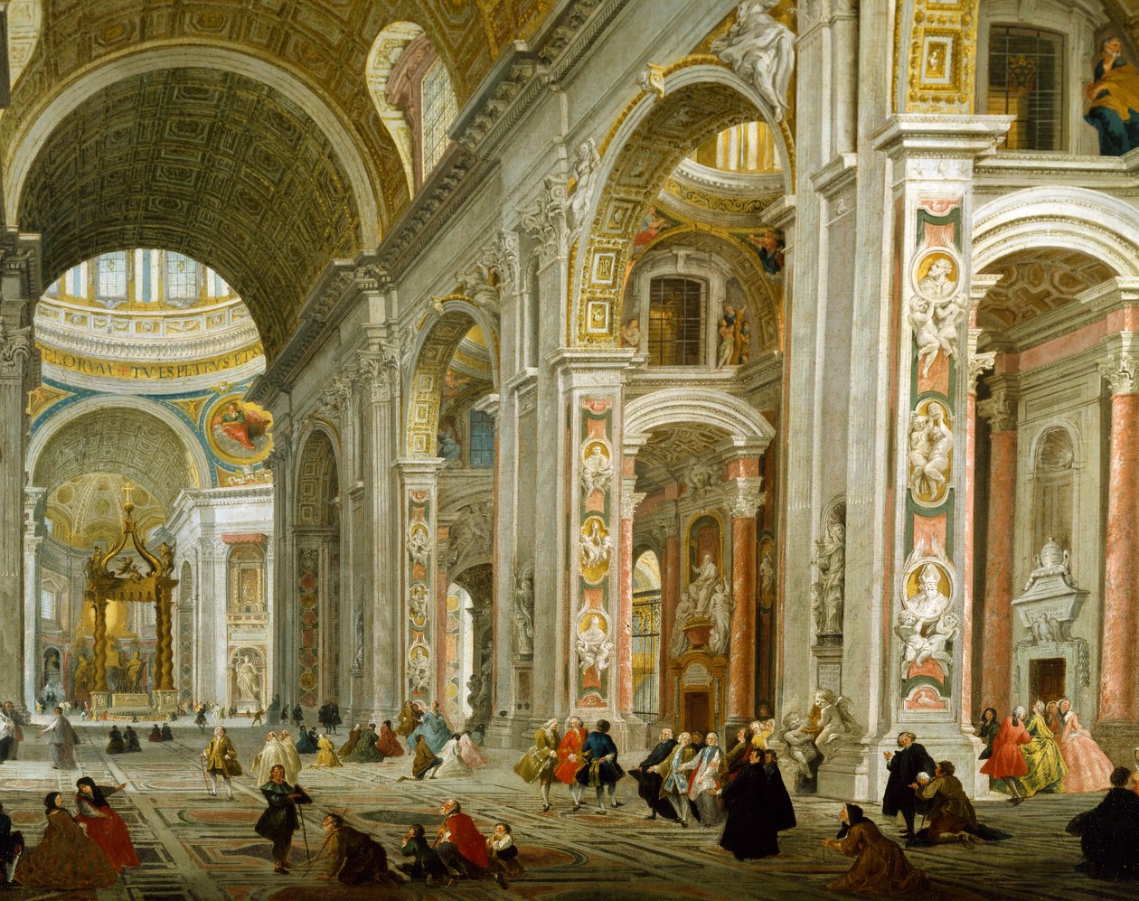 Interiør af Peterskirken af Giovanni Paolo Pannini