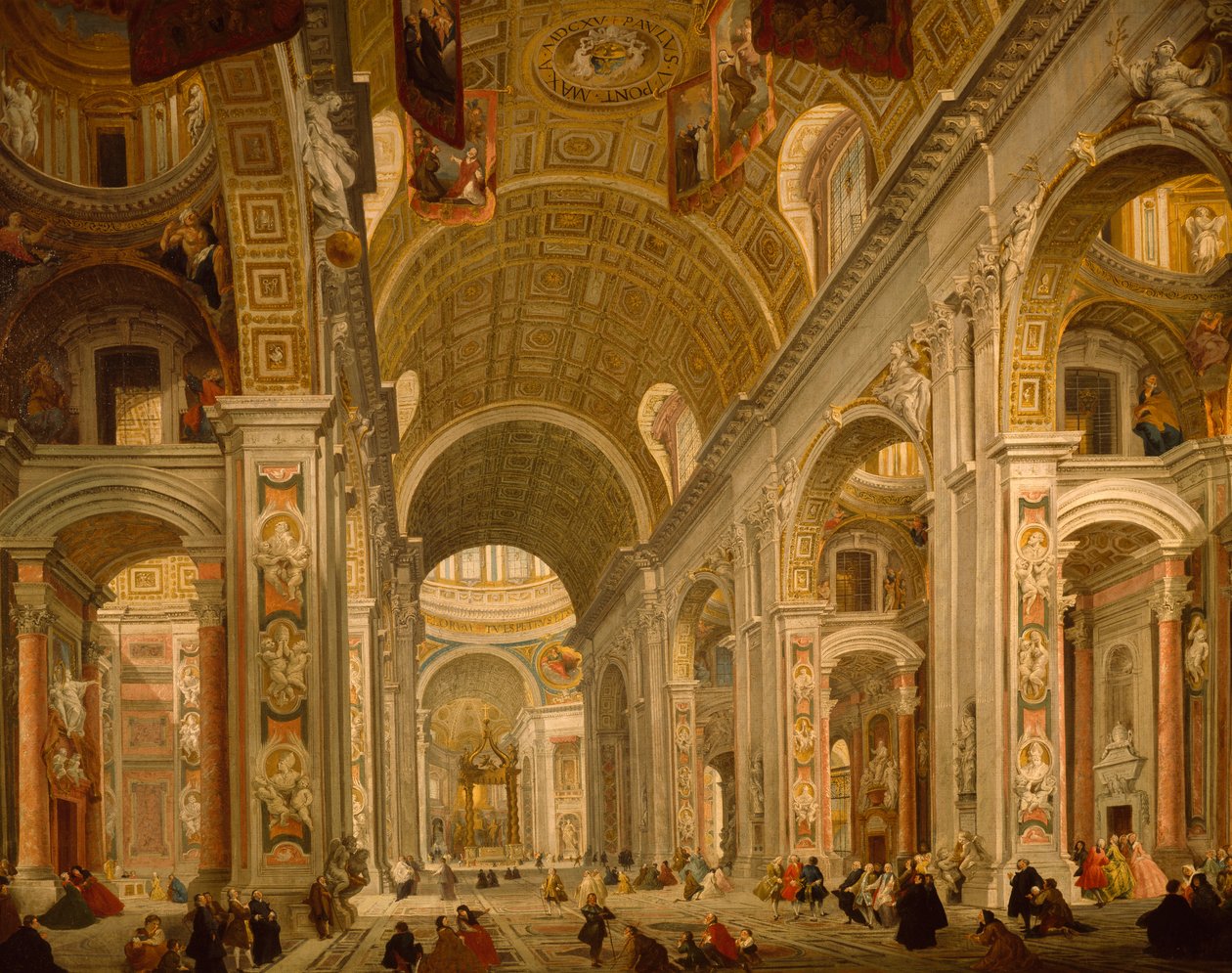 Interiør af Peterskirken af Giovanni Paolo Pannini