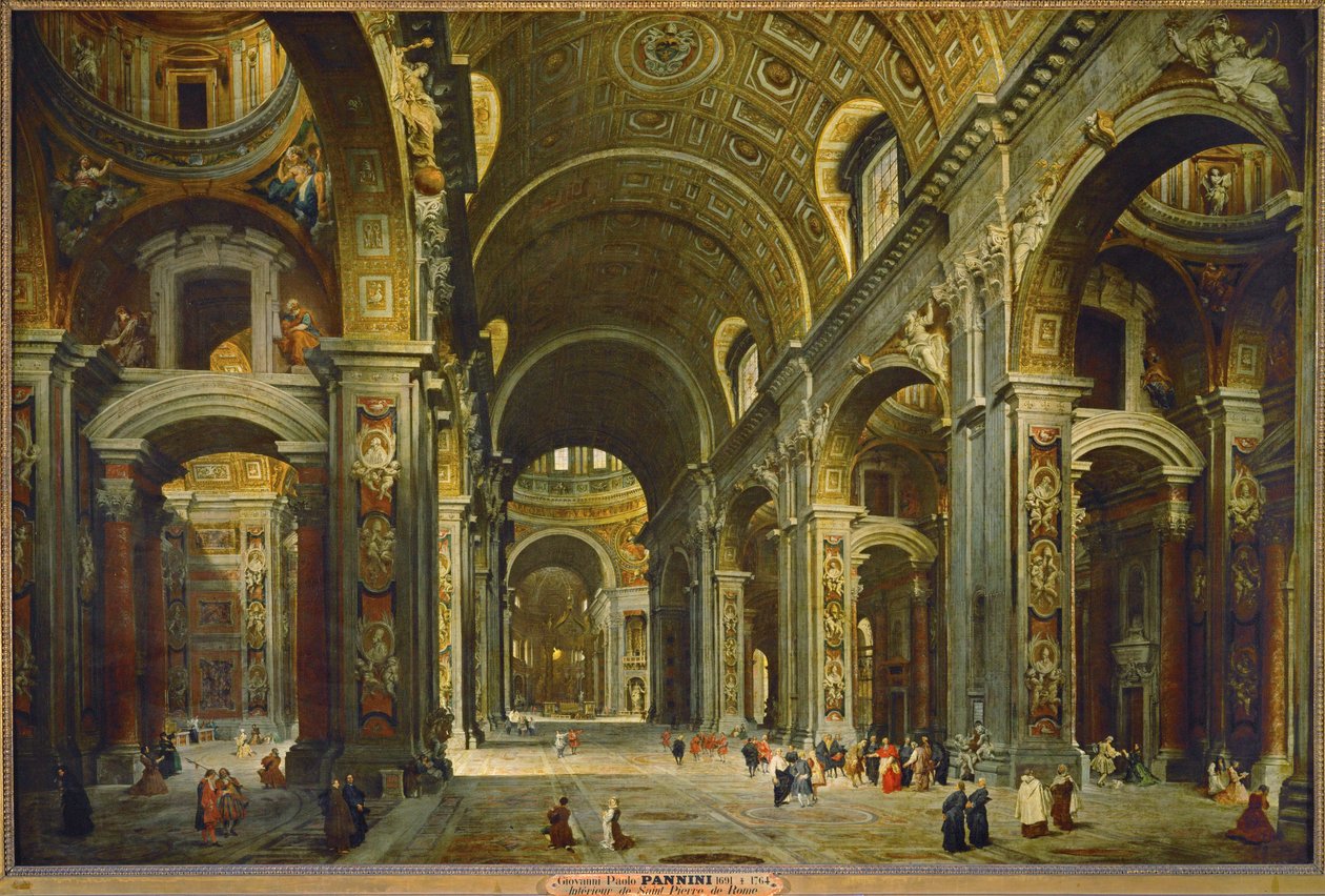Kardinal Melchior de Polignac på besøg i Peterskirken i Rom ... af Giovanni Paolo Pannini or Panini