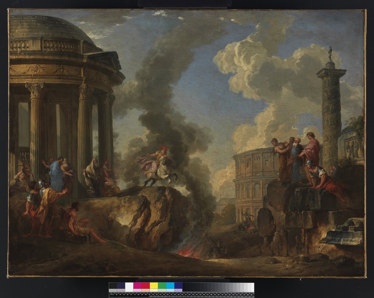 Marcus Curtius springer ind i bugten, ca. 1730 af Giovanni Paolo Pannini