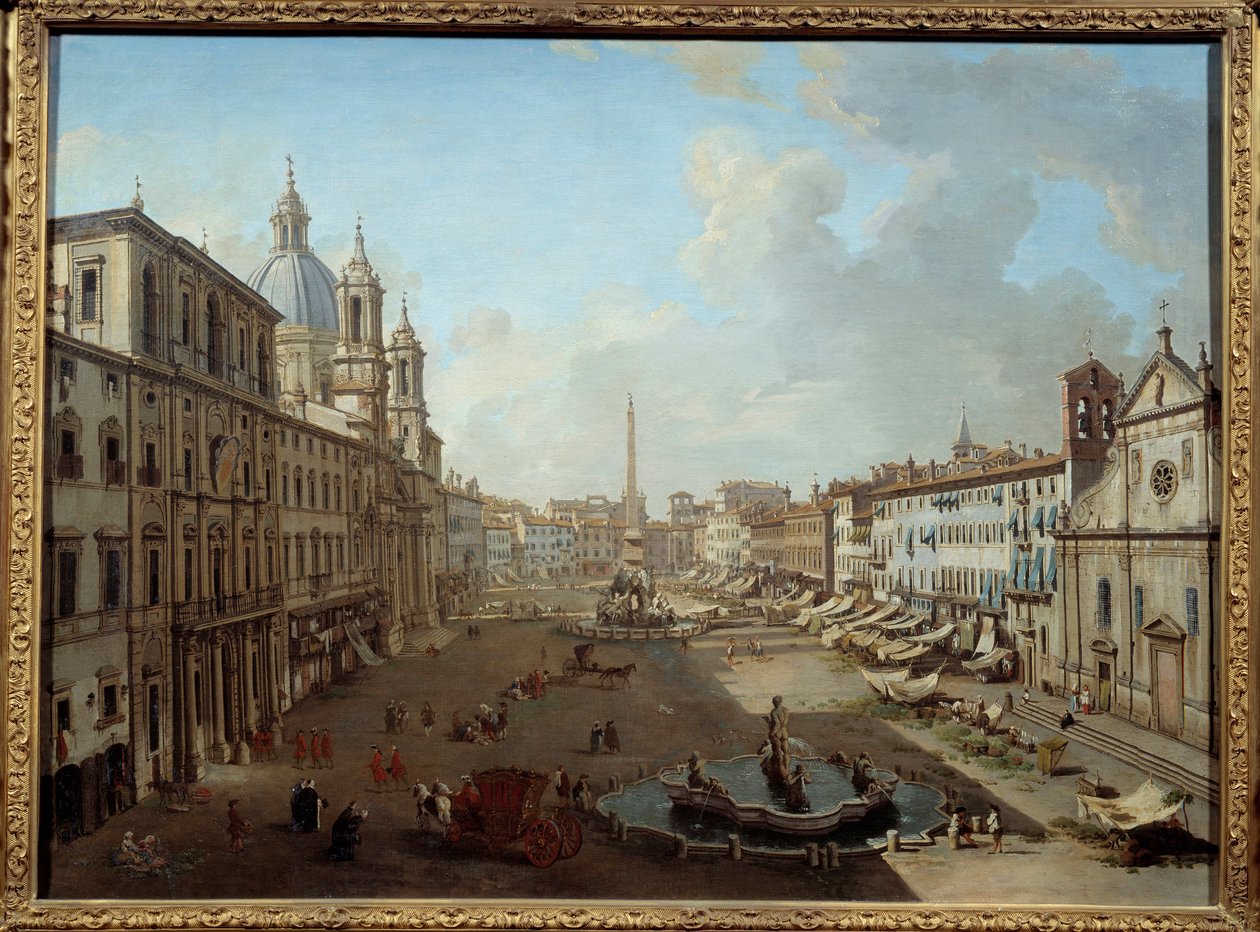 Piazza Navona i Rom (Piazza Navona, Rom). Maleri Giovanni Paolo Pannini (Panini) (1691-1765) af Giovanni Paolo Pannini