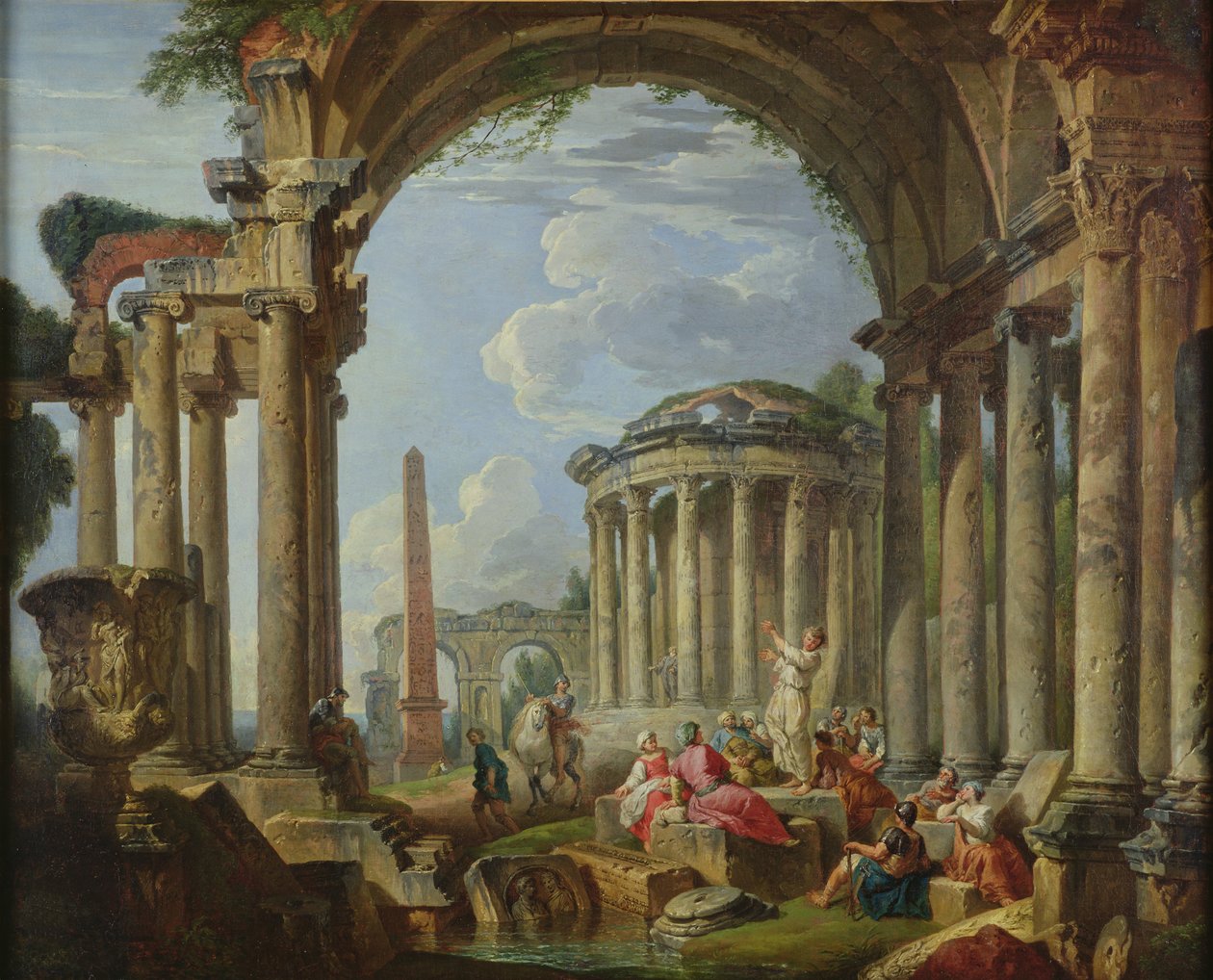 Forkyndelse blandt de gamle ruiner, ca. 1740-50 af Giovanni Paolo Pannini