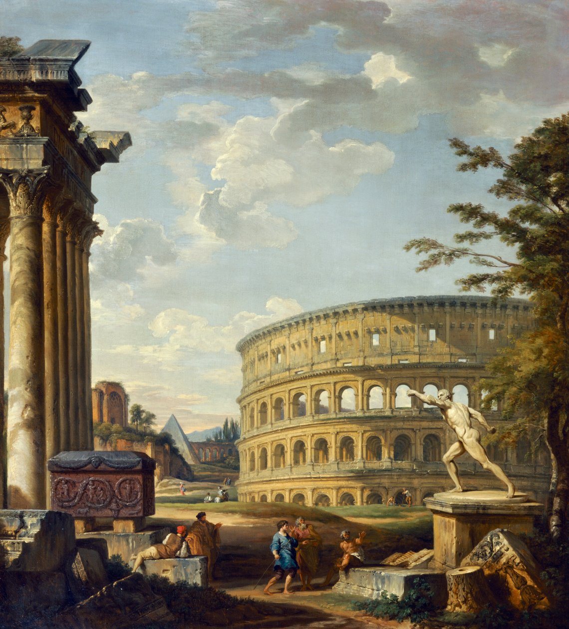Romersk landskab med Colosseum af Giovanni Paolo Pannini