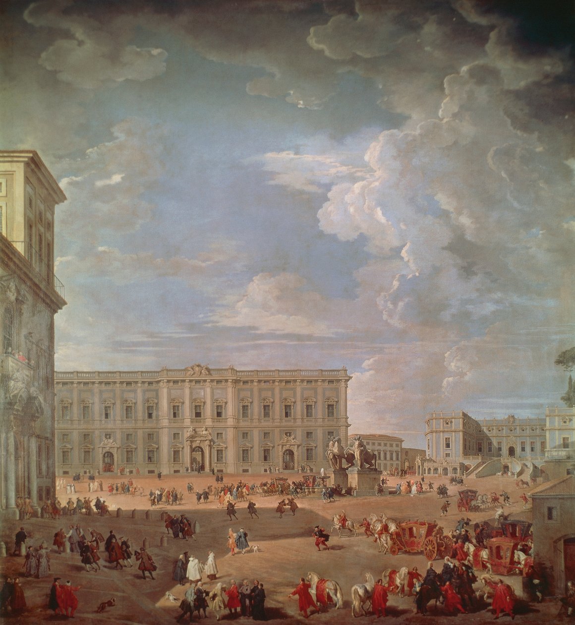Udsigt over Quirinale og Piazza di Monte Cavallo, af Giovanni Paolo Pannini (1691-1765), olie på lærred, 270x254 cm af Giovanni Paolo Pannini