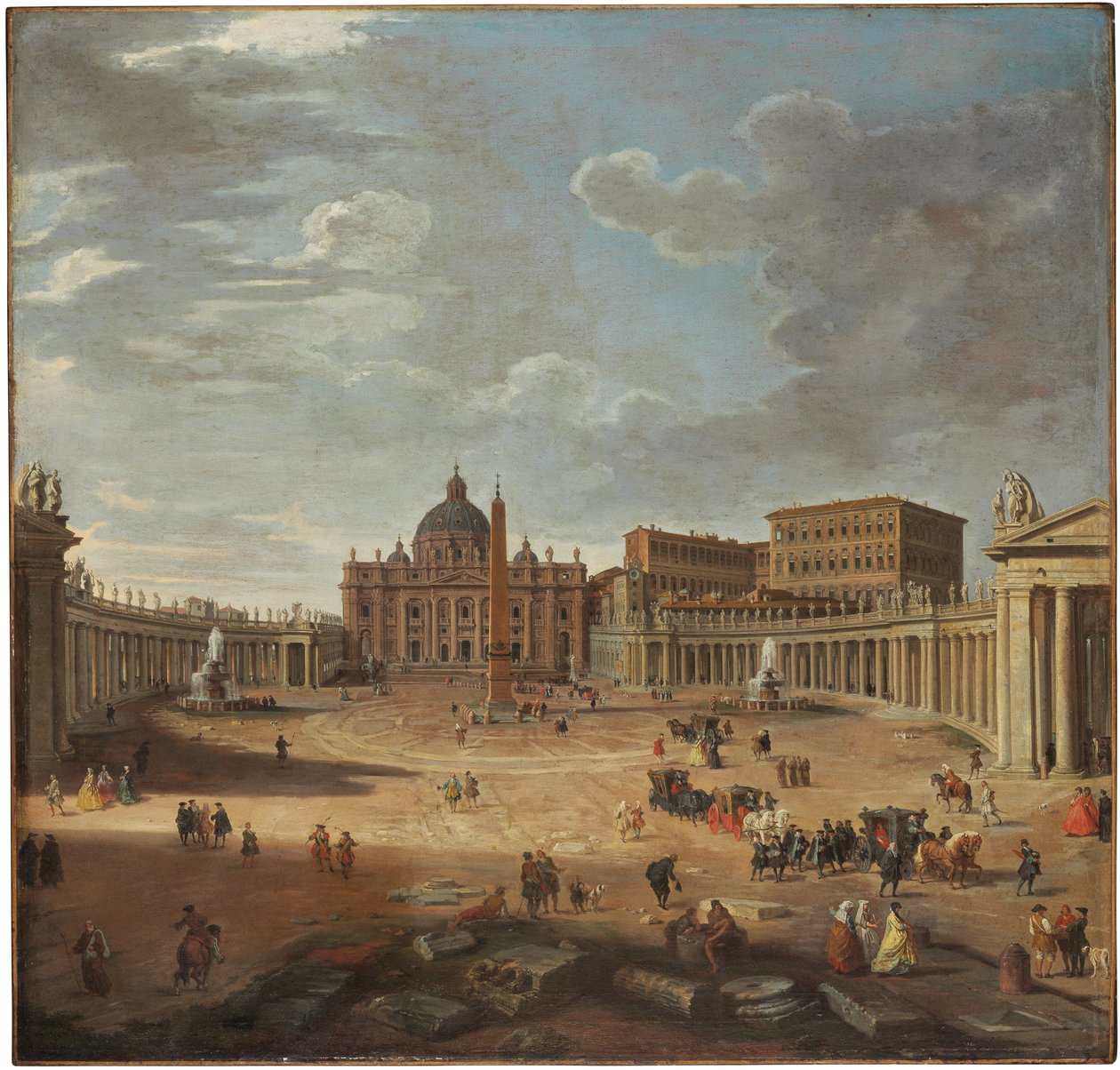 Udsigt over Peterspladsen, Rom af Giovanni Paolo Pannini