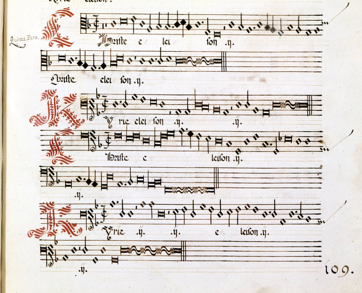 Kyrie-manuskript af "Messes of Mantua" af Giovanni Pierluigi da Palestrina (1525 - 1594), italiensk komponist. af Giovanni Pierluigi da (after) Palestrina