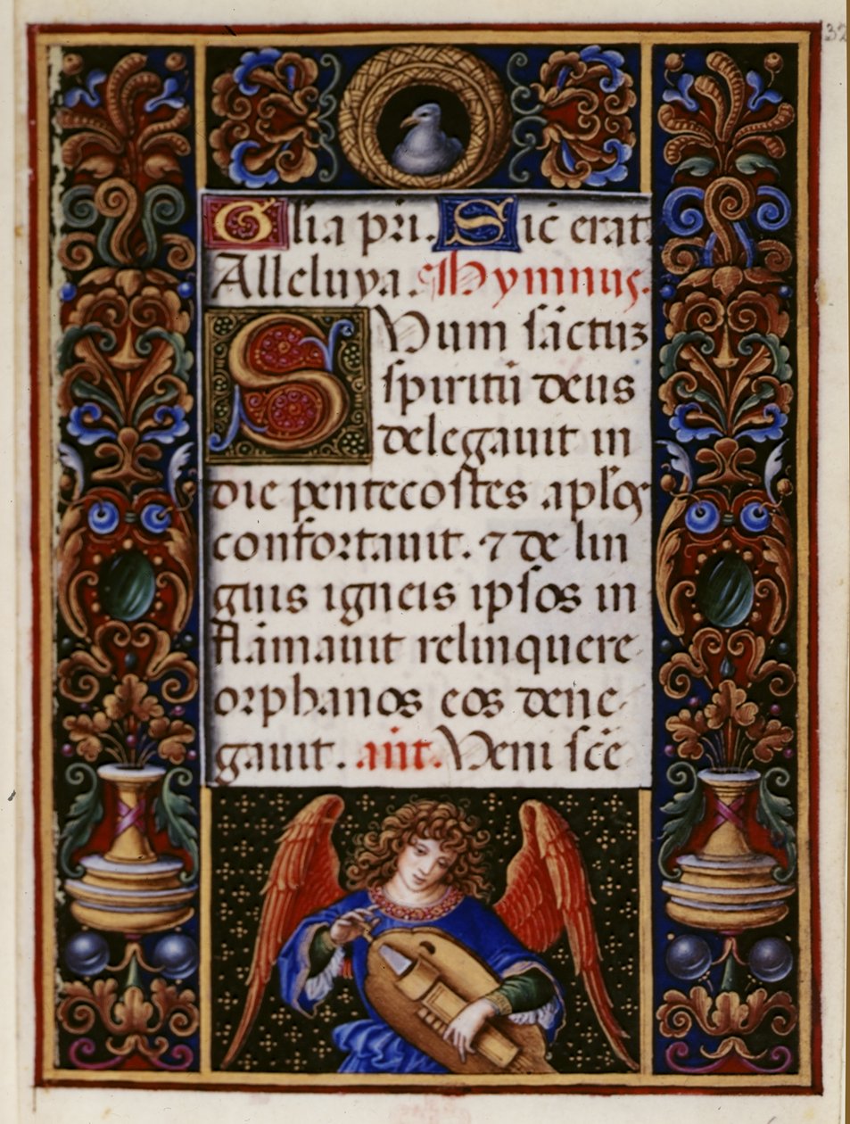 Tilføj 34294 fol.32 Tekstside med dekoreret kant, fra 