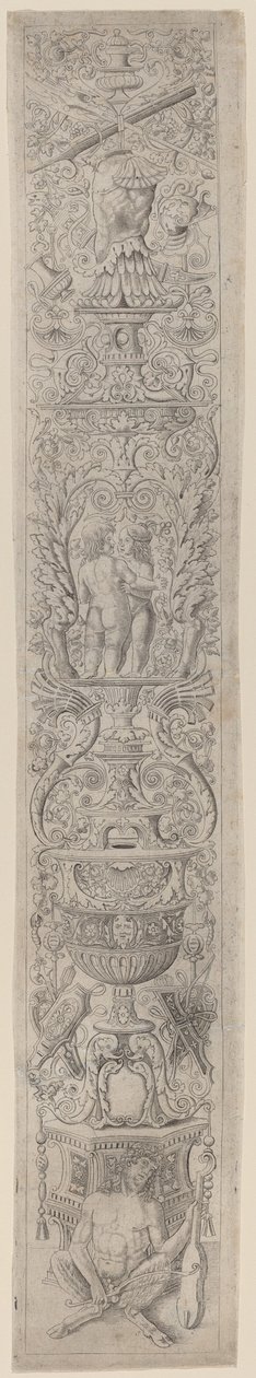 Ornamentpanel: Satyr holder en violin af Giovanni Pietro Birago and Zoan Andrea