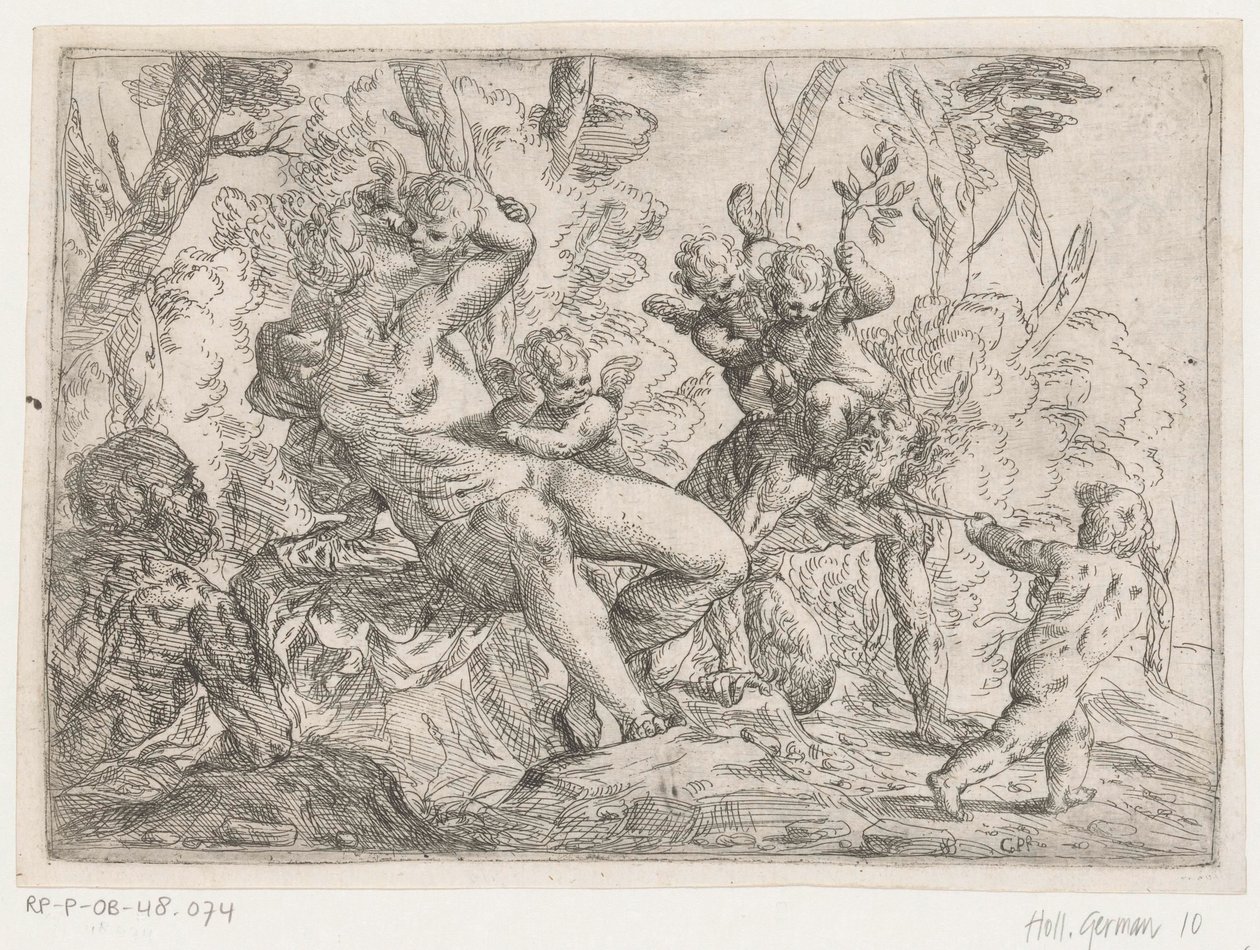 En satyr fanget af putti og Venus af Giovanni Pietro Possenti