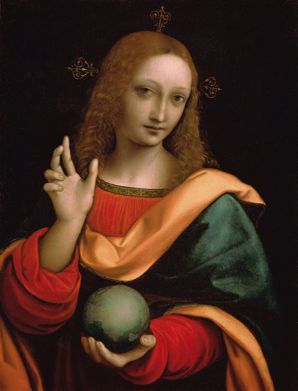 Verdens frelser (tempera på panel) af Giovanni Pietro Rizzoli Giampietrino