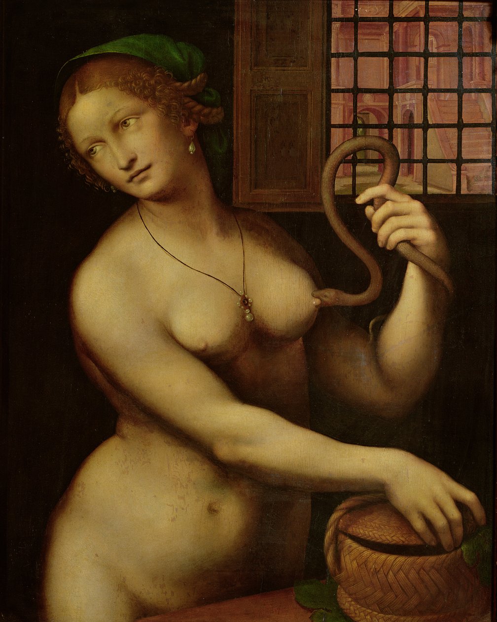 Kleopatras død (olie på panel) af Giovanni Pietro Rizzoli Giampietrino