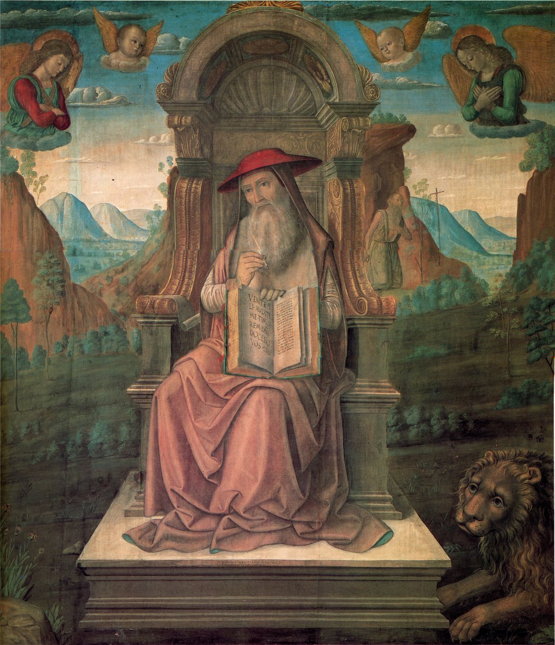 Saint Jerome tronede, CA 1475. af Giovanni Santi