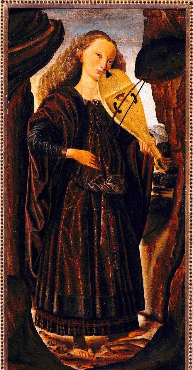 Museen Terpsichore, ca. 1480, af Giovanni Santi (1430 eller 1440-1494), træ, cm 82x39. Italien af Giovanni Santi