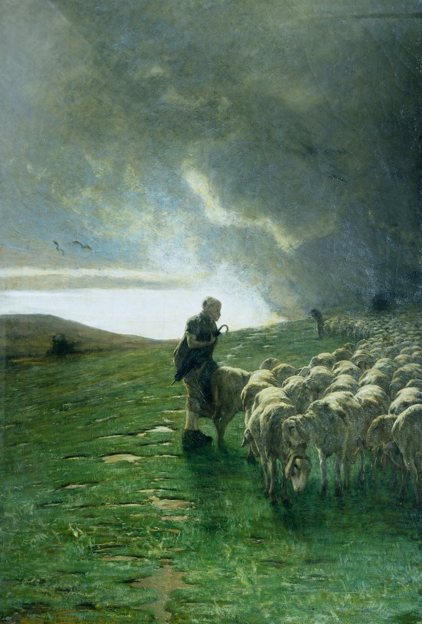 Efter storm, Giovanni Segantini (1858-1899), olie på lærred af Giovanni Segantini