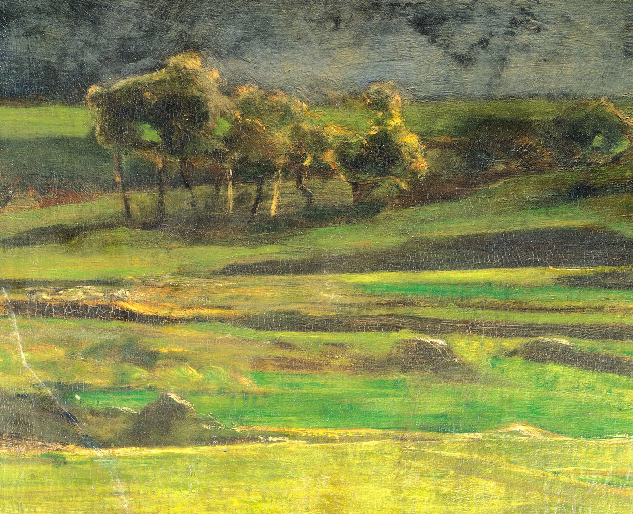 Ved pælen af Giovanni Segantini (1858-1899), olie på lærred af Giovanni Segantini
