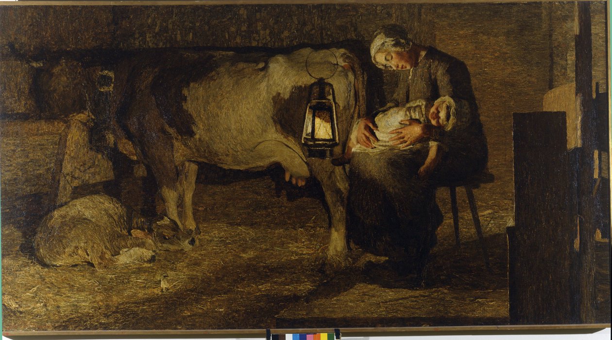 Begge mødre. Maleri af Giovanni Segantini (1858 - 1899). 1889. H/T, 157x280 cm. Civic Gallery of Modern Art, Milano. af Giovanni Segantini