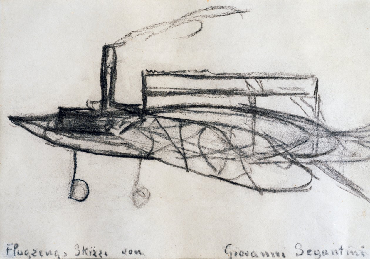 Skitse af flyvemaskine af Giovanni Segantini