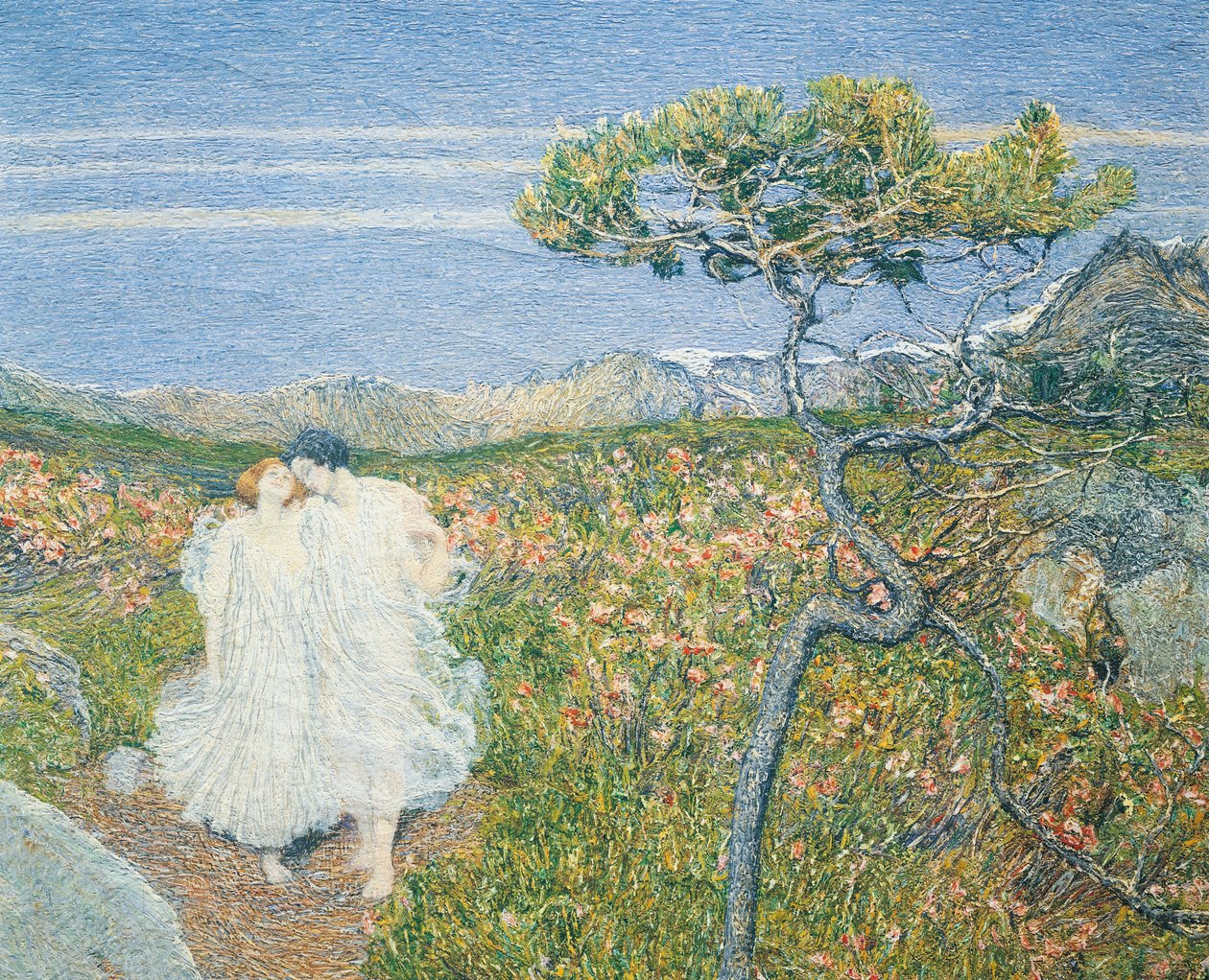 Kærlighed ved livets kilde eller elskere ved livets kilder, af Giovanni Segantini, detaljer af Giovanni Segantini