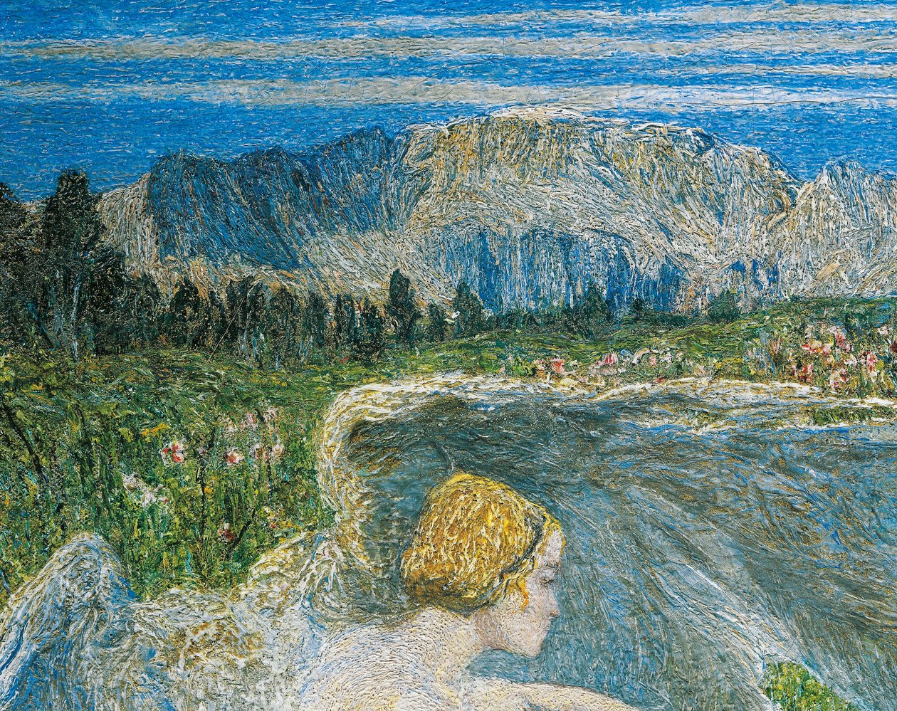 Kærlighed ved livets kilde eller elskere ved livets kilder, af Giovanni Segantini, detaljer af Giovanni Segantini