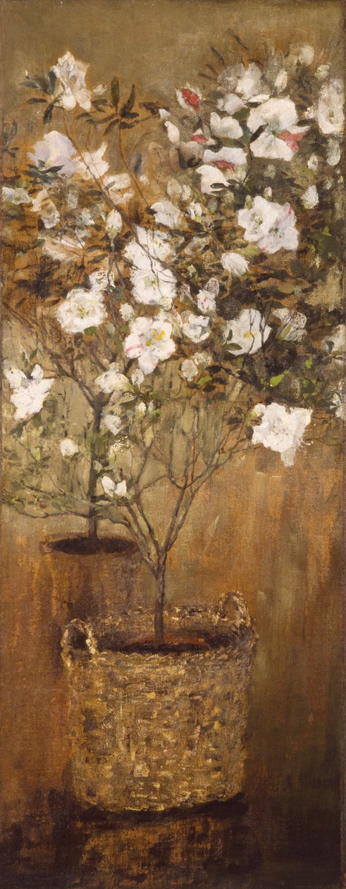 Potter med azalea af Giovanni Segantini