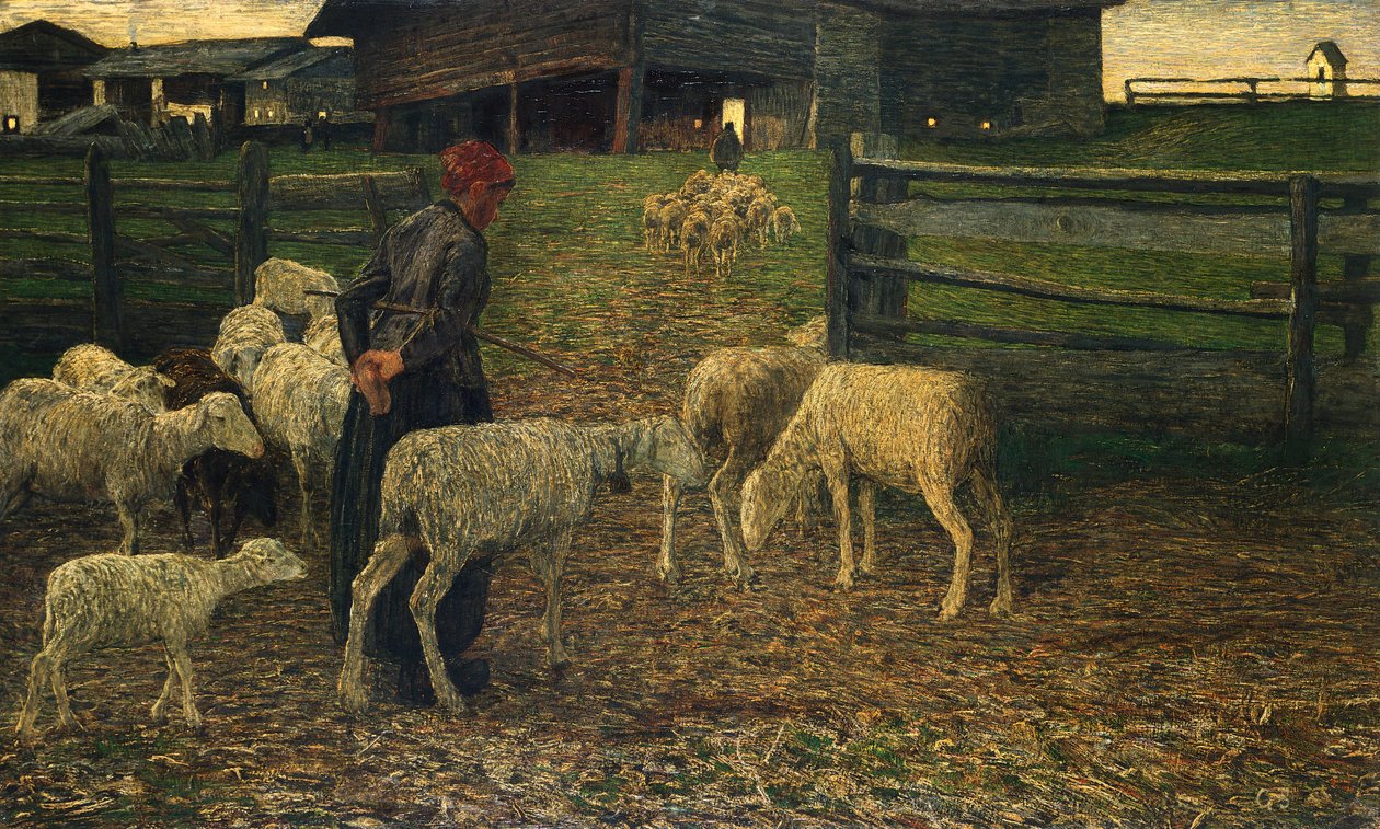 Retur til fold, af Giovanni Segantini (1858-1899) af Giovanni Segantini