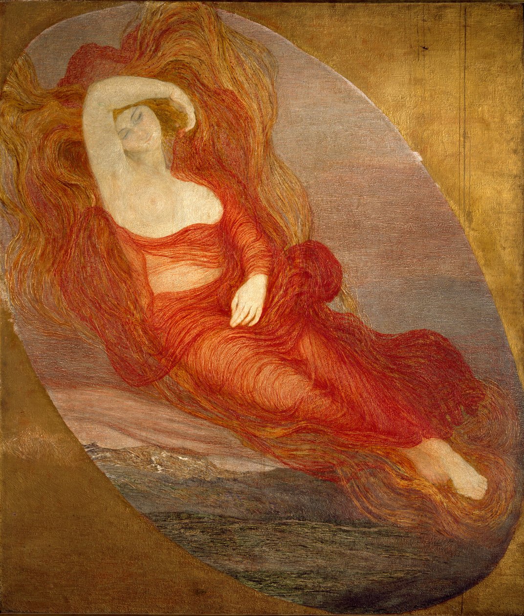 Kærlighedens gudinde Maleri af Giovanni Segantini (1858-1899) 1894-1897 søn. 210x133 cm Milano, Galleria d