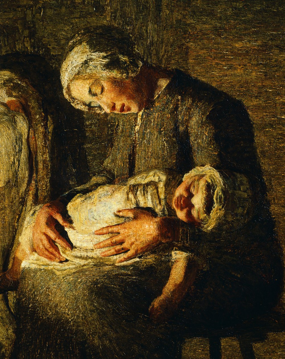 De to mødre, af Giovanni Segantini, detaljer af Giovanni Segantini